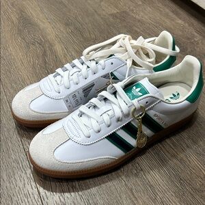 Adidas White and Green Classic Sneakers